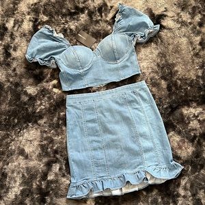 FashionNova Kentucky Denim Skirt Set